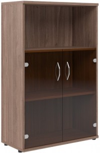 Шкаф с малыми стеклянными дверьми СТ-2.2 Ясень Шимо 770*365*1200