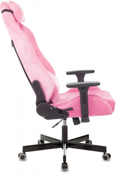 Кресло игровое Knight N1 Fabric розовый Velvet 36 с подголов. крестов. металл в Орске 