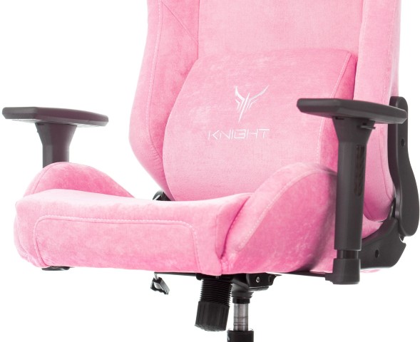 Кресло игровое Knight N1 Fabric розовый Velvet 36 с подголов. крестов. металл в Орске 