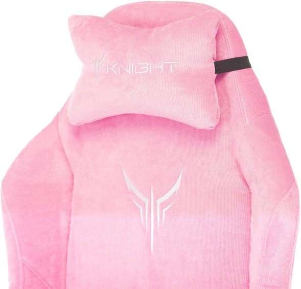Кресло игровое Knight N1 Fabric розовый Velvet 36 с подголов. крестов. металл в Орске 
